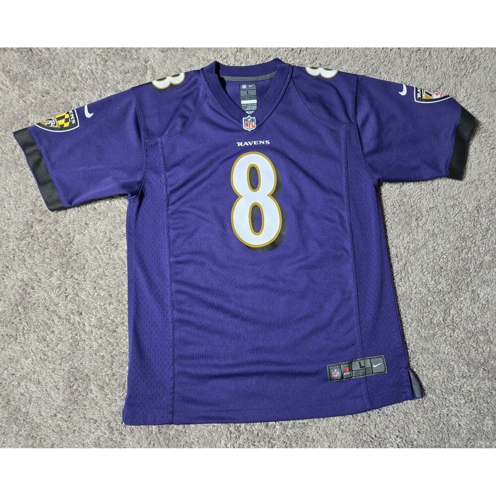 Nike NFL Baltimore Ravens #8 Lamar Jackson Purple Jersey Youth Size Large 14/16